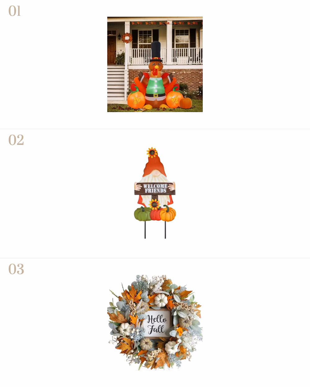 Featured image for Must-Have Thanksgiving Decorations for 2024 showing Inflatable Turkey Outdoor, Autumn-Themed Outdoor Decoration, Fall Wreath